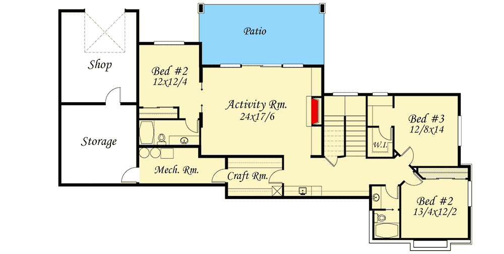 Plan 85020MS: 4 Bedroom Mountain Home Plan - Floor Plan - Lower Level - European, Mountain