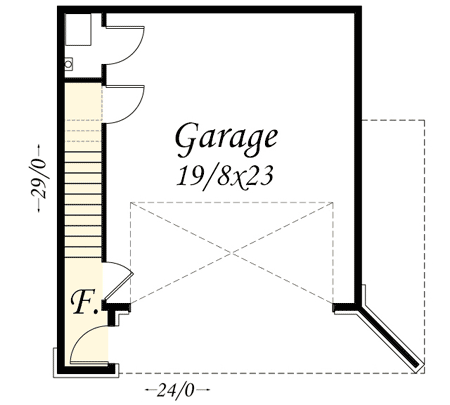 Plan 85022MS: Contemporary Garage Studio - 615 Sq Ft - Floor Plan - Main Level - Carriage, Contemporary, Mid Century Modern