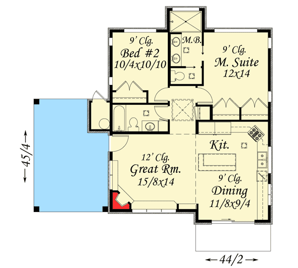 Plan 85026MS: Contemporary Getaway - Floor Plan - Main Level - Mid Century Modern, Modern, Northwest