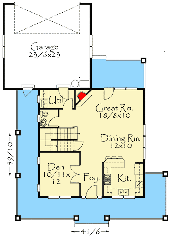 Plan 85027MS: Traditional Four Square Home Plan - Floor Plan - Main Level - Country, Traditional