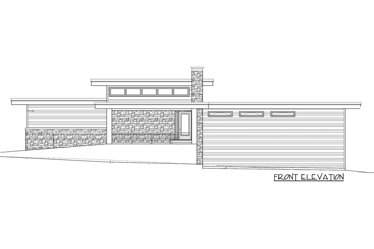 Plan 85028MS: 3-Bed Mid-Century Modern House Plan Under 1900 Square Feet with Drive-Under Garage - Image #5 - Mid Century Modern, Modern, Northwest