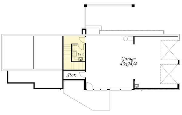 Plan 85028MS: 3-Bed Mid-Century Modern House Plan Under 1900 Square Feet with Drive-Under Garage - Floor Plan - Basement - Mid Century Modern, Modern, Northwest