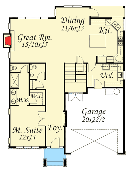Plan 85050MS: Contemporary House Plan With Big Bonus Room - Floor Plan - Main Level - Contemporary, Modern, Northwest