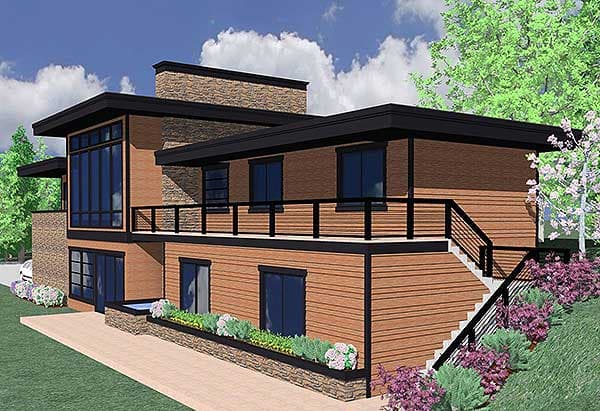Plan 85062MS: Modern 3100 Square Foot Ranch with Finished Lower Level and Drive-Under Garage - Image #4 - Contemporary, Mid Century Modern, Modern, Northwest, Ranch