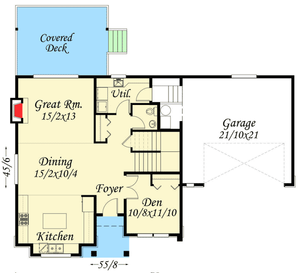 Plan 85079MS: Prairie Modern House Plan for Side Sloping Lot - Floor Plan - Main Level - Northwest, Prairie