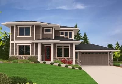 Prairie Modern House Plan for Side Sloping Lot