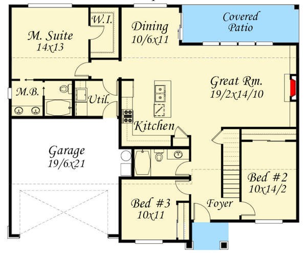 Plan 85087MS: 3 Bed Craftsman Ranch with Bonus - Floor Plan - Main Level - Craftsman, Northwest, Ranch