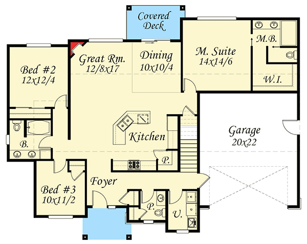 Plan 85089MS: Craftsman House Plan with Open Layout - Floor Plan - Main Level - Craftsman, Northwest