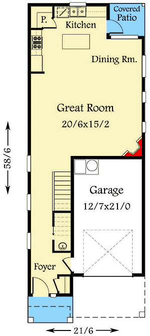 Plan 85101MS: Modern Narrow Lot House Plan - Floor Plan - Main Level - Contemporary, Modern