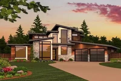 Modern House Plan with Up to 5 Beds and a 2-Car Angled Garage - 2515 Sq Ft