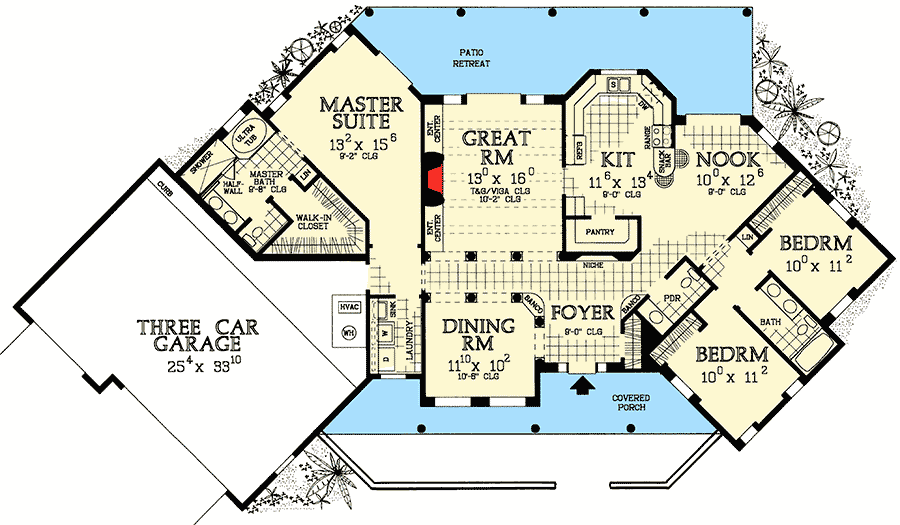 Plan 0856W: Southwest Beauty - Floor Plan - Main Level - Adobe , Southwest