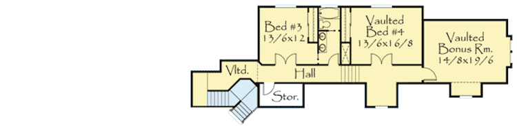 Plan 8584MS: Lodge Style with Rear View - Floor Plan - 2nd Floor - Craftsman, Northwest