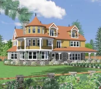 3-Story Victorian House Plan with Circular Kitchen - 7337 Ssq Ft
