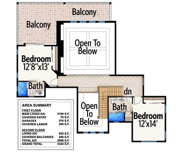 Plan 86002BW: Remarkable Tuscan Home Plan - Floor Plan - 2nd Floor - European, Florida-Style, Mediterranean, Tuscan