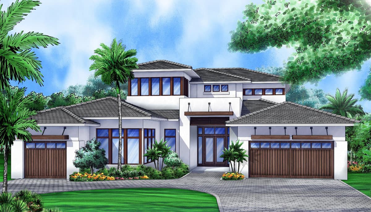 Plan 86005BW: 4 Bed Master Down Luxury Home Plan - Image #6 - Florida-Style, Southern