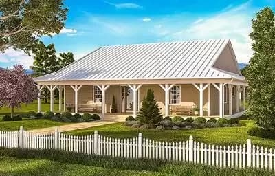 2 Bed House Plan with Wraparound Porch