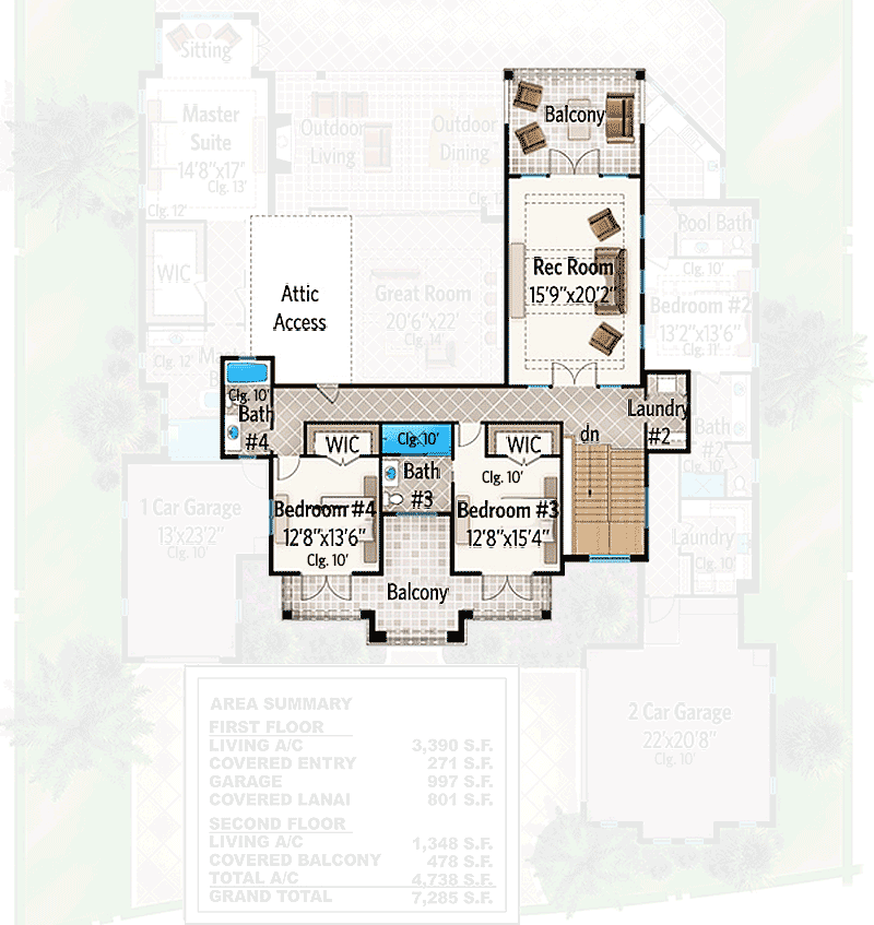 Plan 86012BW: Spacious Florida House Plan with Rec Room - 4738 Sq Ft - Floor Plan - 2nd Floor - Coastal, Coastal Contemporary, Florida-Style, Southern, Transitional