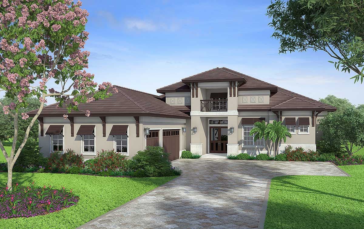 Plan 86018BS: Florida House Plan with Tray Ceilings and Great Outdoor Living - 2947 Sq Ft - Image #4 - Coastal, Coastal Contemporary, European, Florida-Style, Transitional