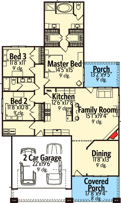 Plan 86212HH: Surprisingly Large - Floor Plan - Main Level - Craftsman, Northwest