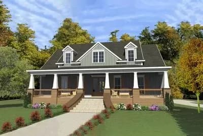 Craftsman House Plan with Deep Porches Front And Back