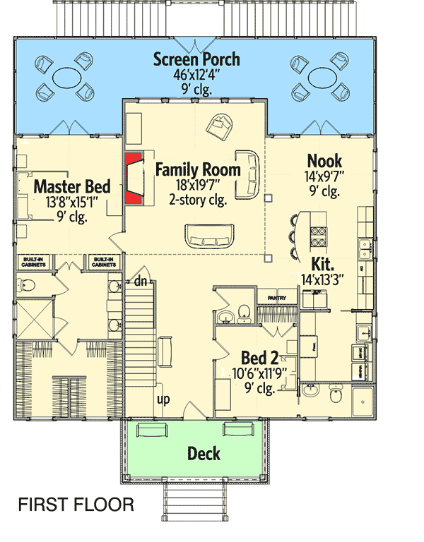 Plan 86228HH: Two Kitchens and Two Family Rooms - Floor Plan - Main Level - Coastal, Mountain, Vacation