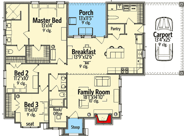 Plan 86230HH: One Level European House Plan - Floor Plan - Main Level - European, Tudor