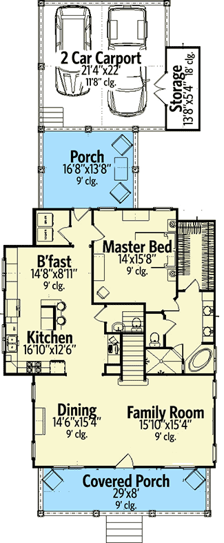 Plan 86235HH: 4 Bed Cottage with Options - Floor Plan - Main Level - Coastal, Cottage, Country, Vacation
