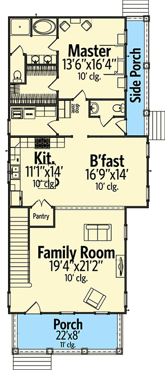 Plan 86236HH: Southern Beauty - Floor Plan - Main Level - New Orleans, Southern