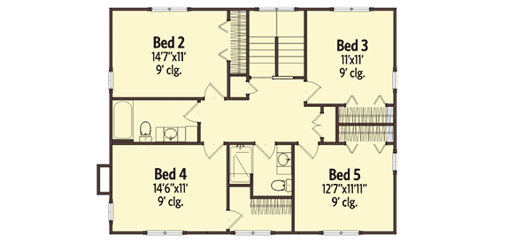Plan 86245HH: Views to the Back - Floor Plan - 2nd Floor - Beach, Southern, Traditional, Vacation