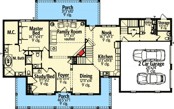 Plan 86257HH: Southern Farmhouse House Plan - Floor Plan - Main Level - Farmhouse, Southern