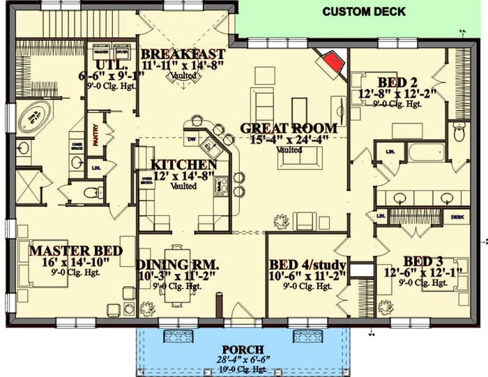 Plan 86284HH: Stately Southern House Plan - Floor Plan - Main Level - Southern, Traditional