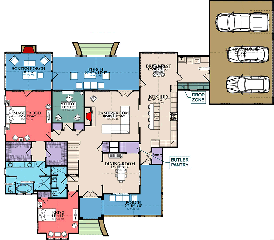 Plan 86296HH: Two-Story Handsome Craftsman House Plan with Formal Dining - 3671 Sq Ft - Floor Plan - Main Level - Craftsman, Northwest