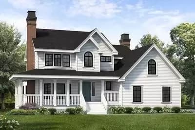 3-Bed Country Home Plan with Upstairs Vaulted Master Suite