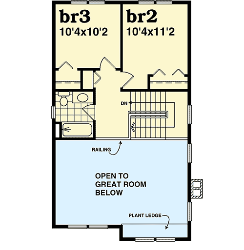 Plan 88274SH: Country Farmhouse Plan with 2-Story Flex Space - 1479 Sq Ft - Floor Plan - 2nd Floor - Cottage, Country, Farmhouse