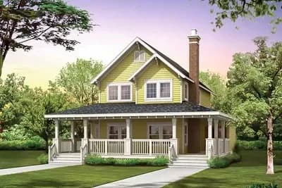 Country Farmhouse Plan with 2-Story Flex Space - 1479 Sq Ft