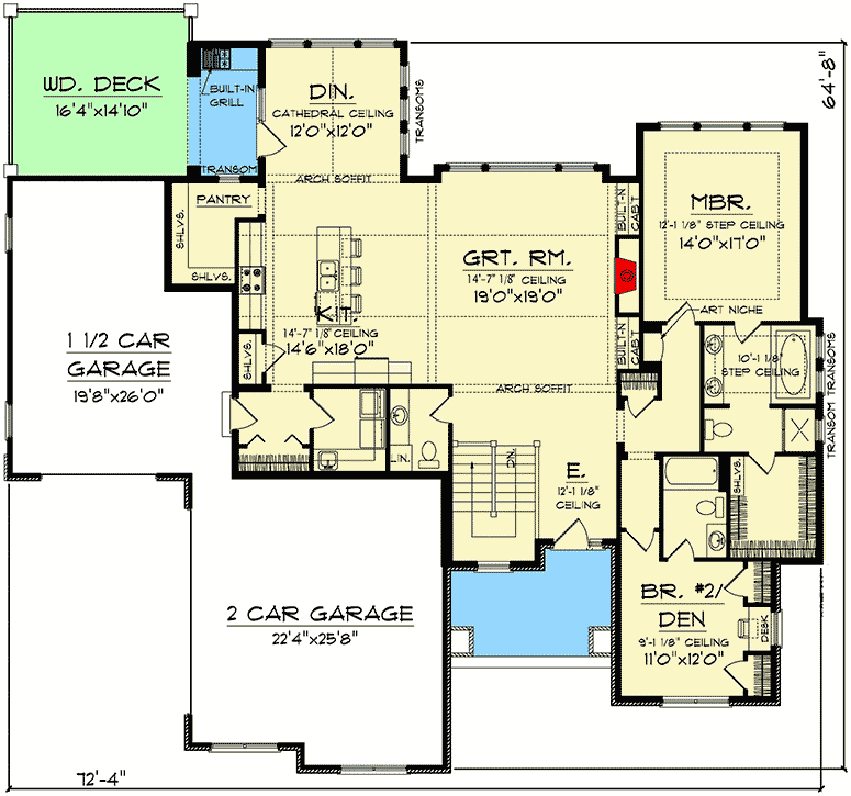 Plan 89671AH: Perfect Blend of Stone and Shingle - Floor Plan - Main Level - Craftsman