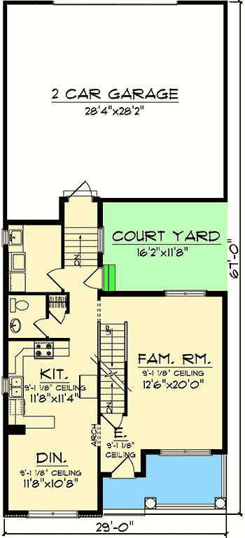 Plan 89715AH: Two-Story Alley-Load Design - Floor Plan - Main Level - Traditional