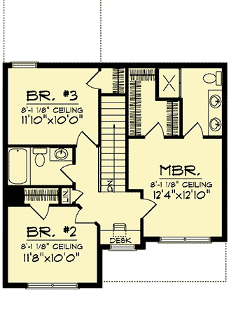 Plan 89715AH: Two-Story Alley-Load Design - Floor Plan - 2nd Floor - Traditional