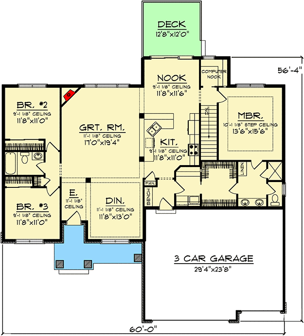 Plan 89793AH: One Level Living - Floor Plan - Main Level - Craftsman, Northwest, Ranch