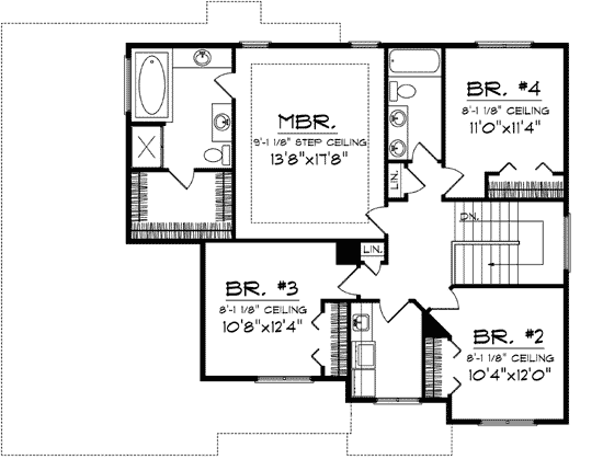 Plan 89801AH: Deluxe Master Suite - Floor Plan - 2nd Floor - European, Mediterranean, Tuscan