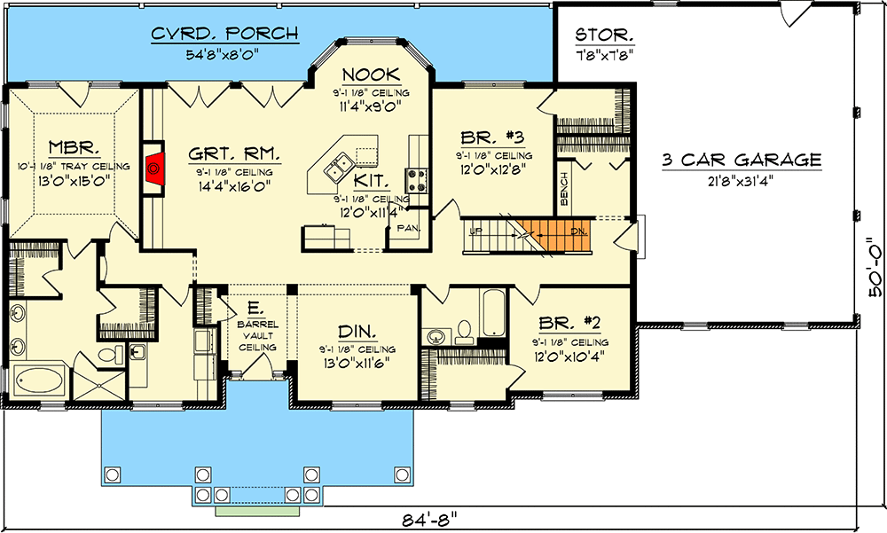 Plan 89821AH: 3 Bedroom Rambling Ranch - Floor Plan - Main Level - Craftsman, Northwest, Ranch