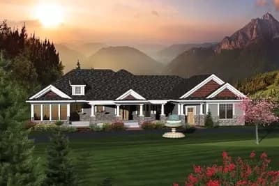2 Bedroom Rambling Ranch Home Plan - 2147 Sq Ft