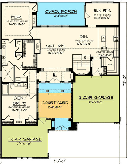 Plan 89823AH: Timeless Tuscan With Courtyard - Floor Plan - Main Level - Cottage, European, Spanish, Tuscan