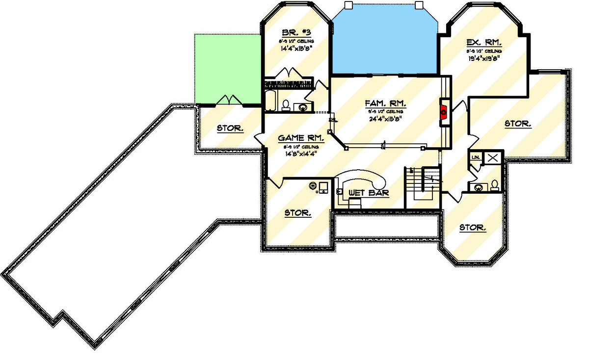 Plan 89834AH: European Styling with Optional Guest Suite - Floor Plan - Optional Lower Level ($ Paid Option) - European, French Country, Traditional