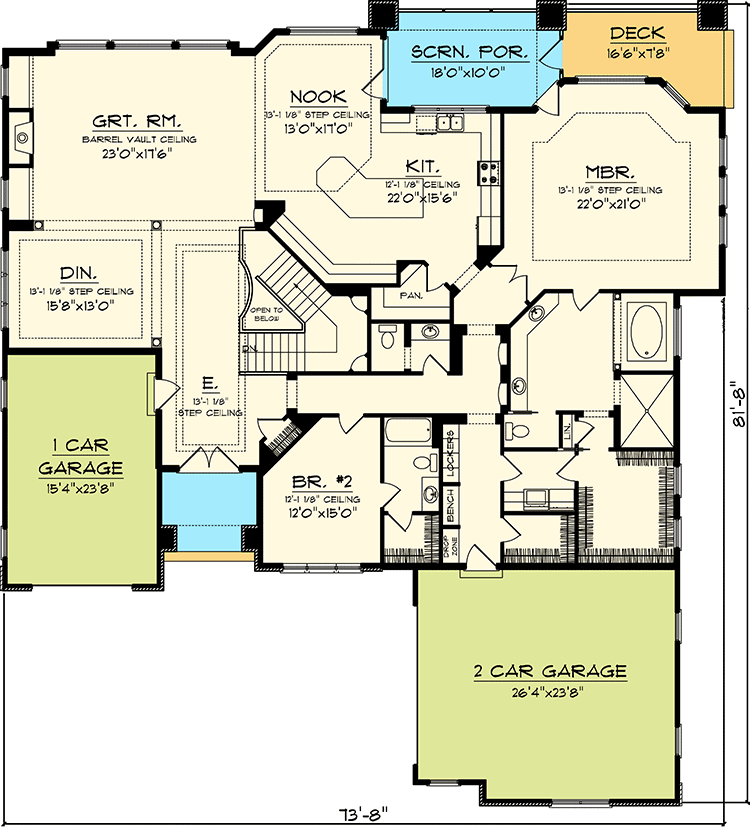 Plan 89835AH: One Level Home PLan with Large Rooms - Floor Plan - Main Level - Ranch, Southern