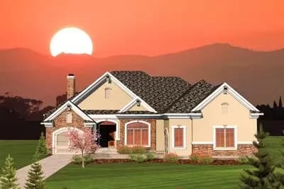 One Level Home PLan with Large Rooms