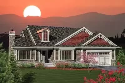 Ranch Home Plan with Craftsman Details