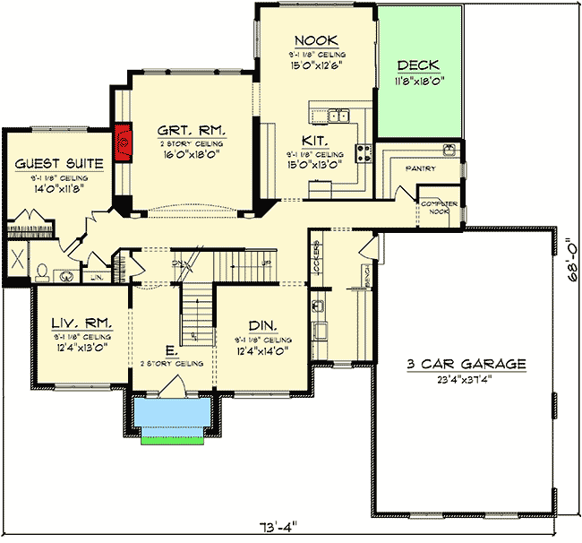 Plan 89855AH: Charming Luxury Home Plan - Floor Plan - Main Level - European, French Country