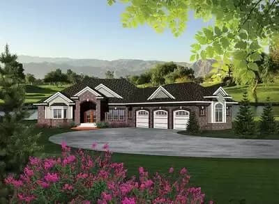 Ranch Home Plan with Walkout Basement