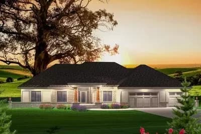Ranch Home Plan With Sunroom